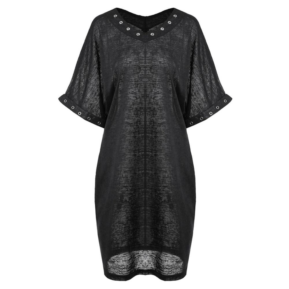 Plus Size Metal Eyelet Goth Punk T-Shirt Dress